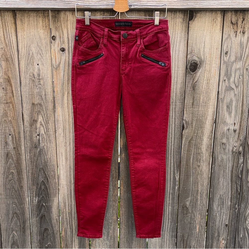 Rock & Republic Women’s Maroon Slim Fit Kashmiere Jeans Size 8